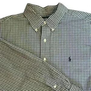 Men’s Ralph Lauren Blue Check Long Sleeve Button Down - Size 17, 34/35